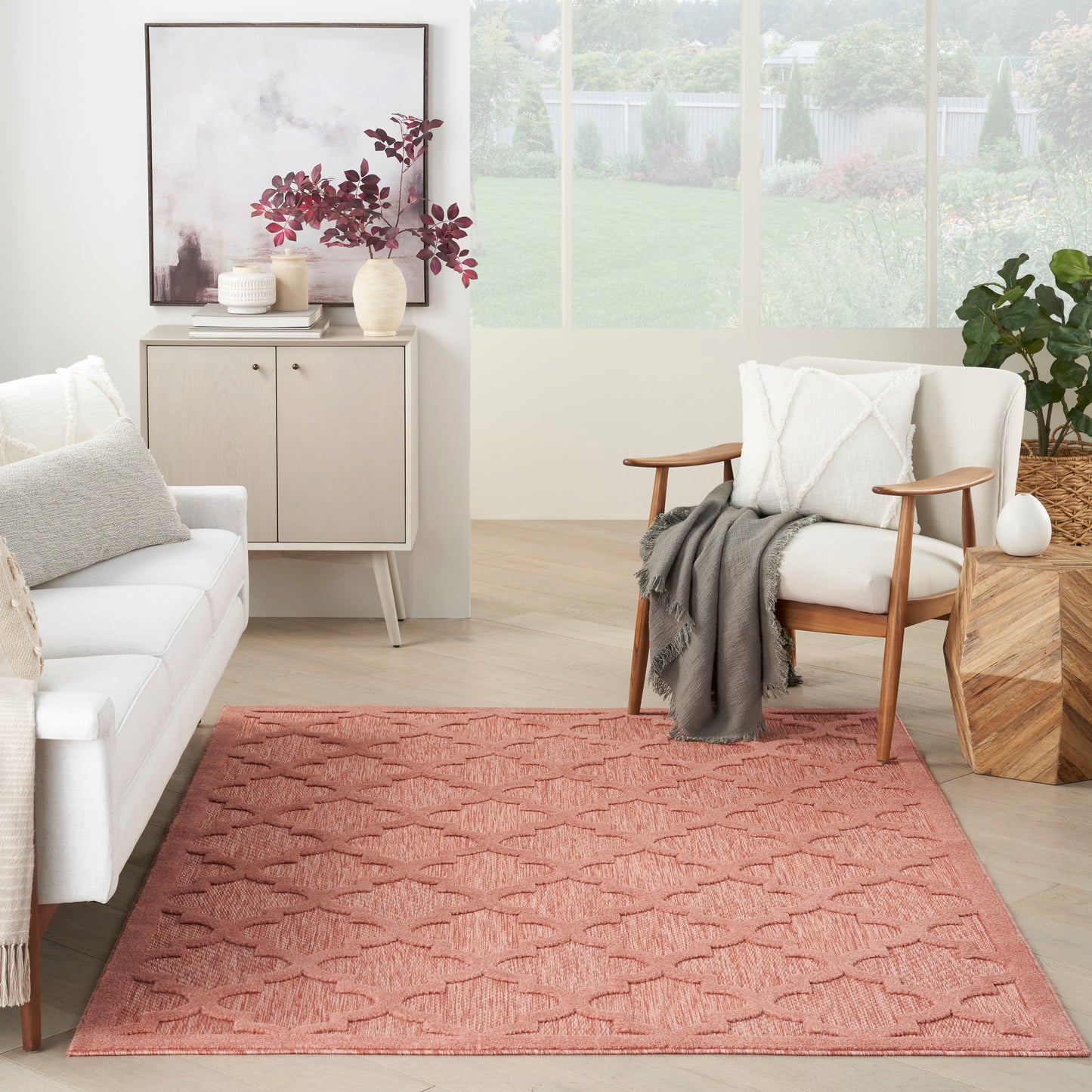 Nourison Easy Care 6' x 9' Coral Orange Modern Rug