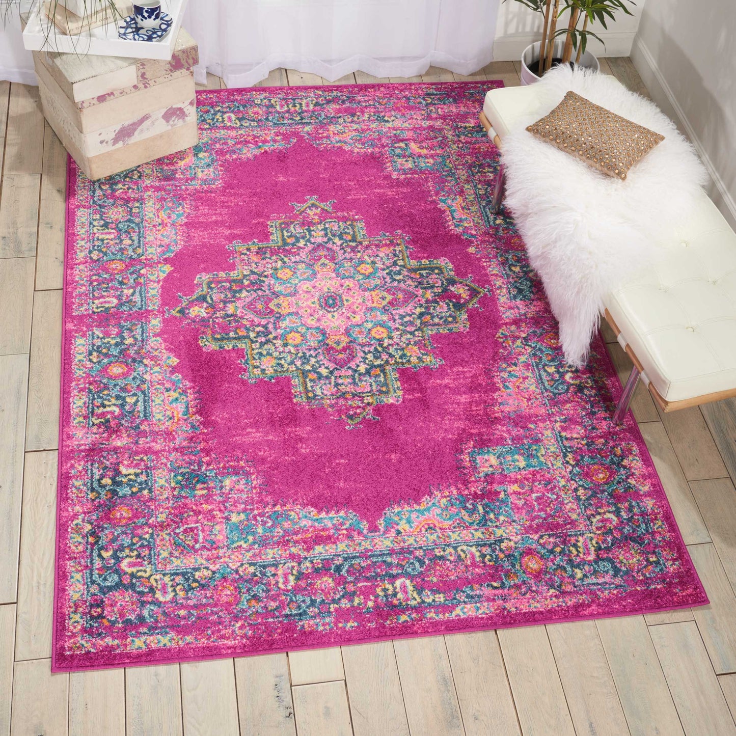 Nourison Passion 5'3" x 7'3" Fuchsia Bohemian Indoor Rug