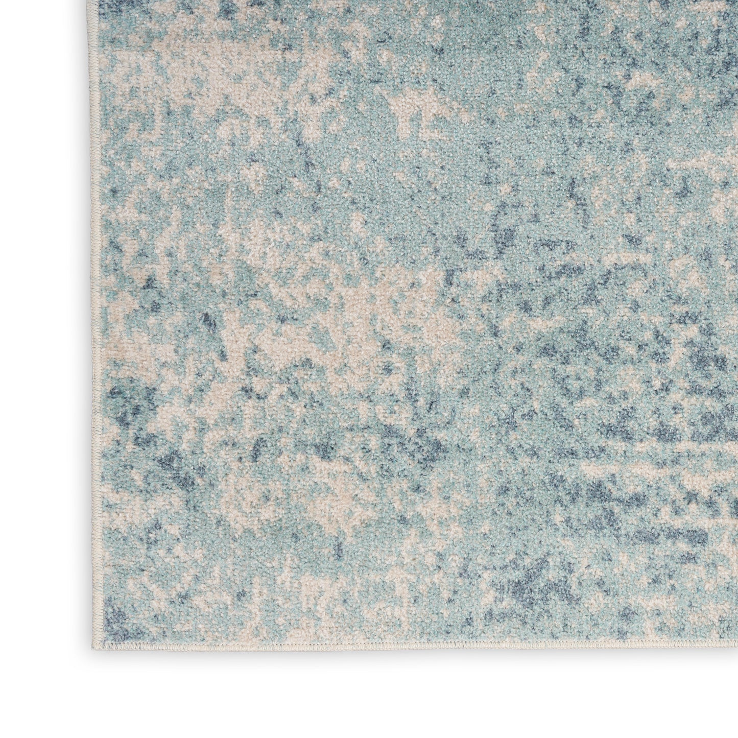 Nourison Astra Machine Washable 2'2" x 8' Blue Ivory Modern Indoor Rug