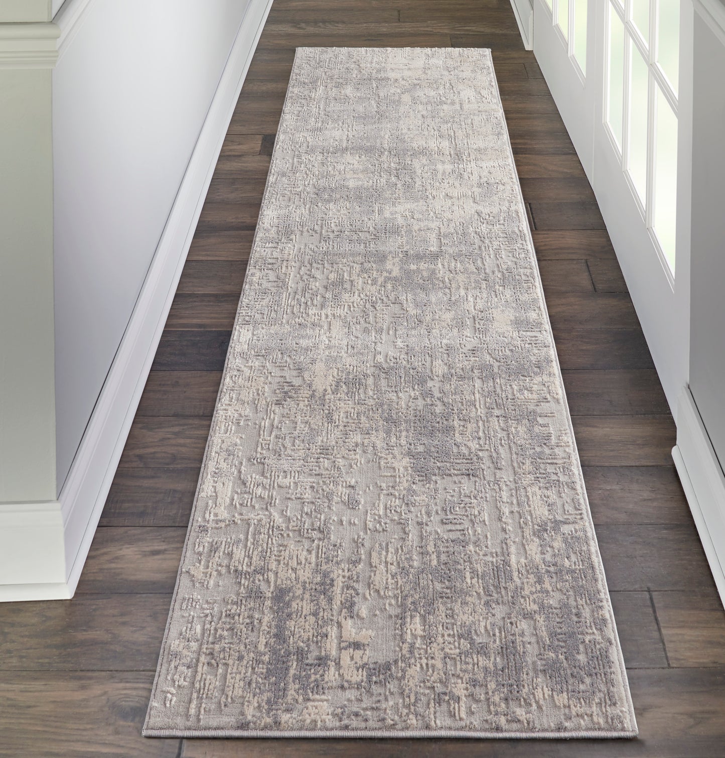 Nourison Rustic Textures 2'2" x 7'6" Ivory/Silver Modern Indoor Rug