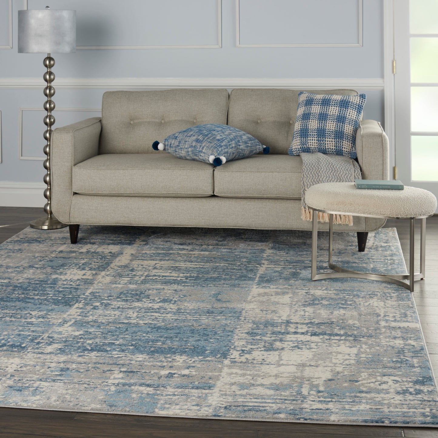 Nourison Solace 8' x 10' Ivory/Grey/Blue Modern Indoor Rug