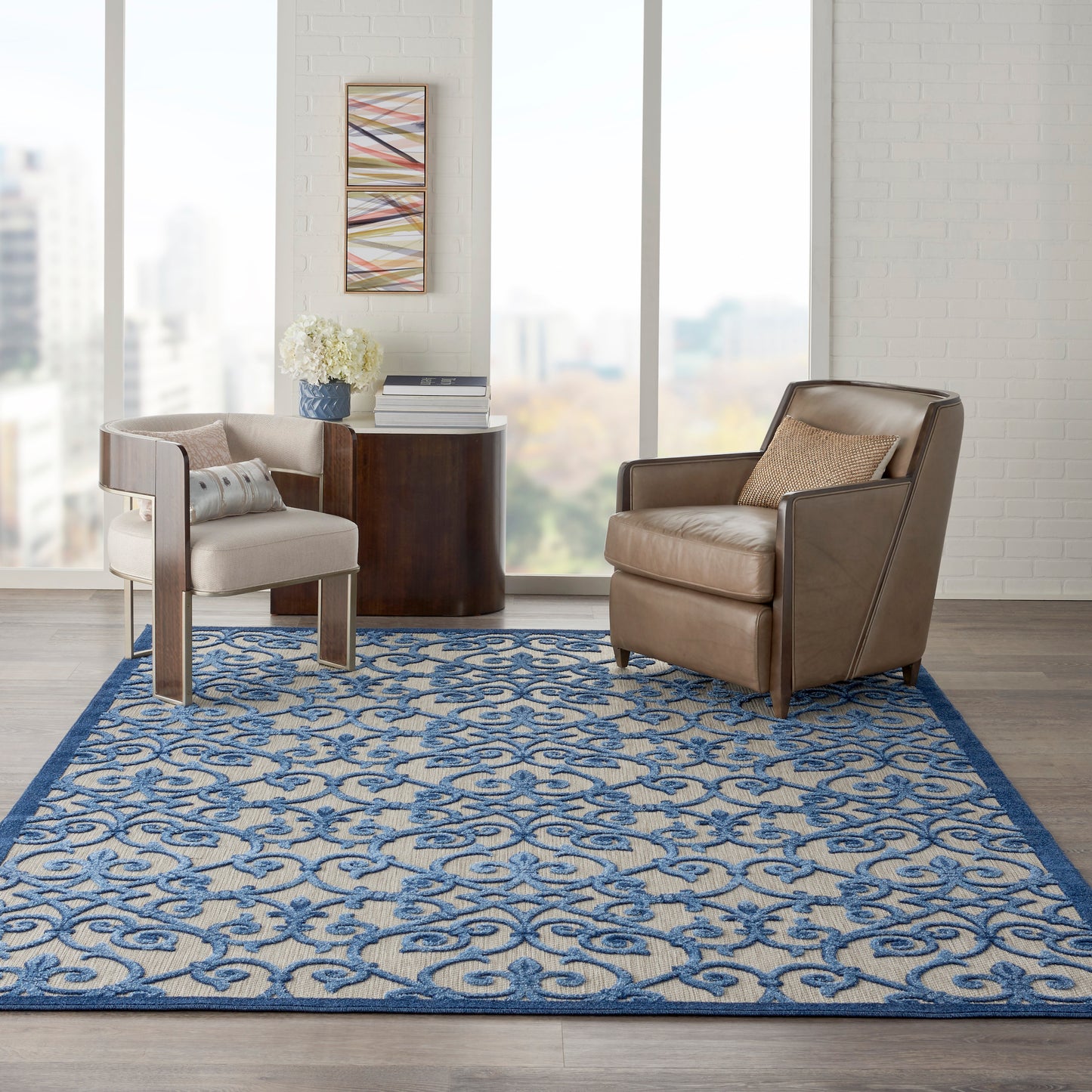 Nourison Aloha 9'6" x 13' Grey Blue Contemporary Rug