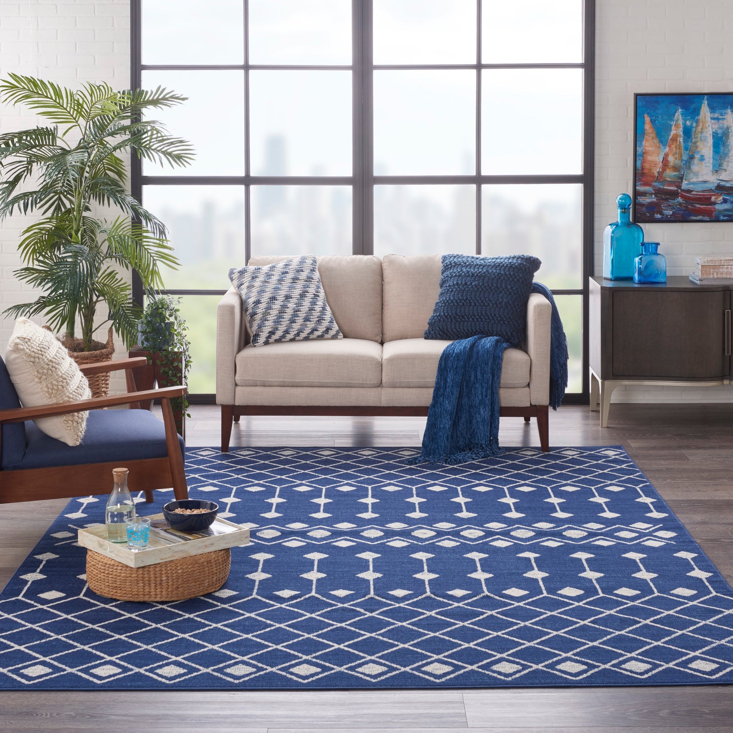 Nourison Grafix 8'6" x 12' Navy Bohemian Indoor Rug