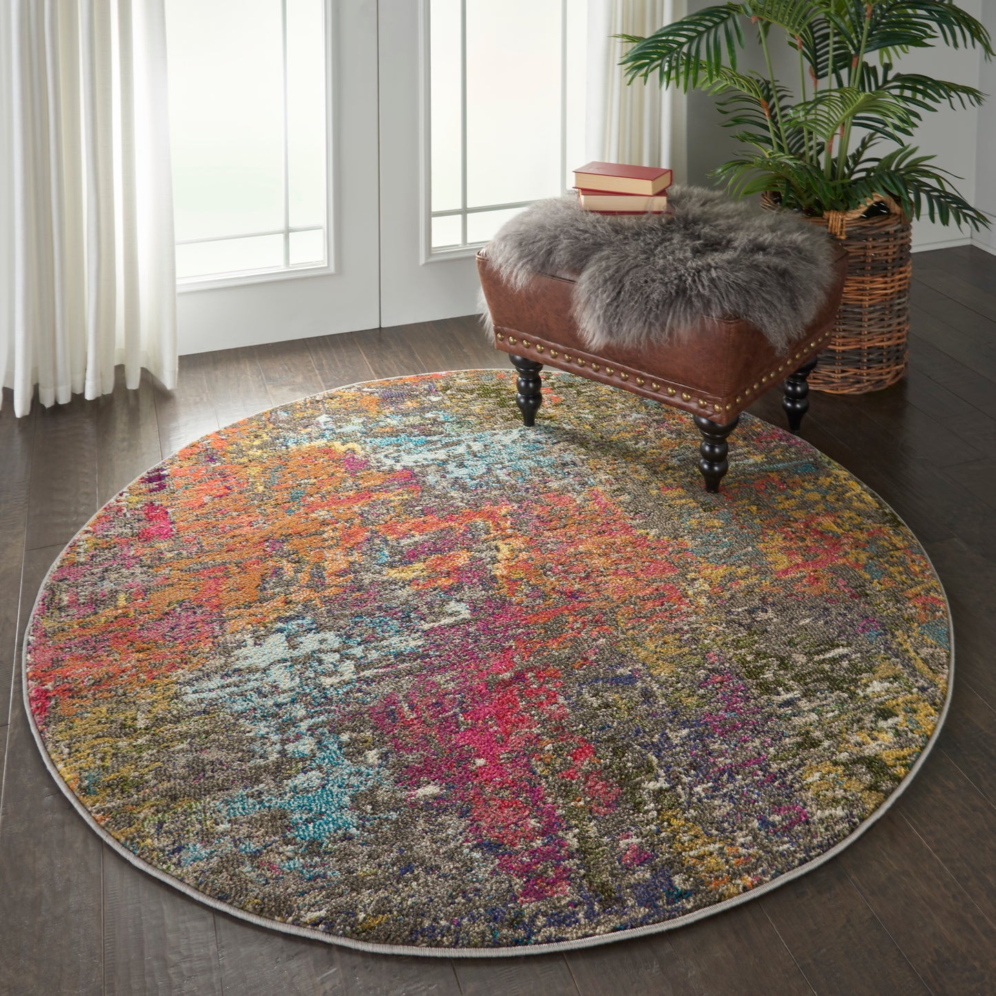 Nourison Celestial 5'3" x Round Sunset Modern & Contemporary Indoor Rug