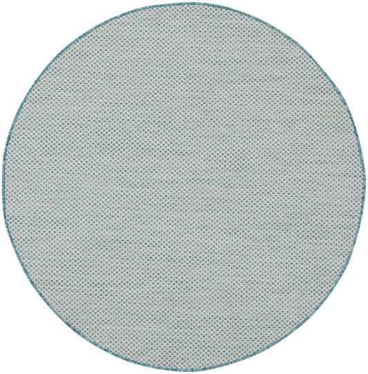 Nourison Courtyard 4' x Round Ivory Aqua Modern Rug