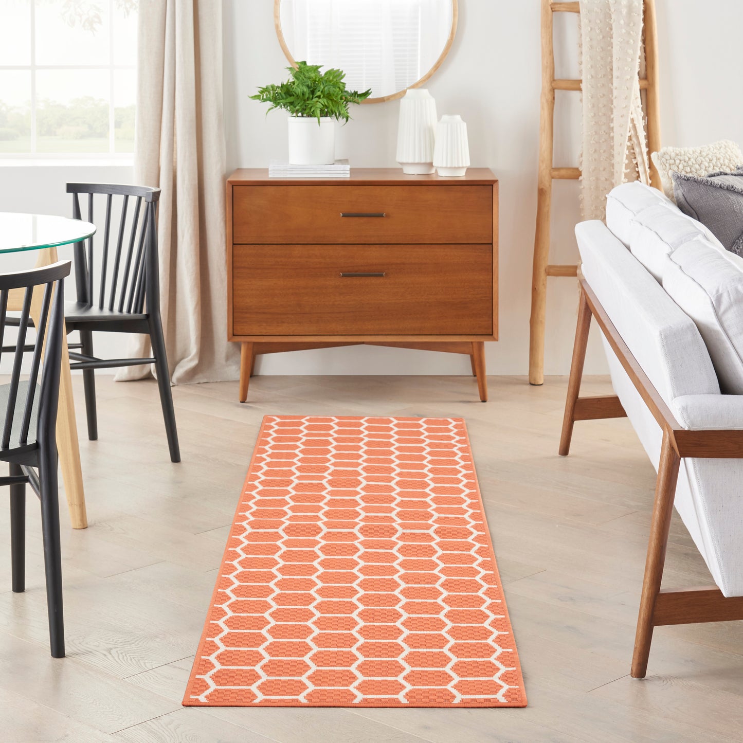 Nourison Twist Reversible 2'2" x 8' Coral Modern Rug