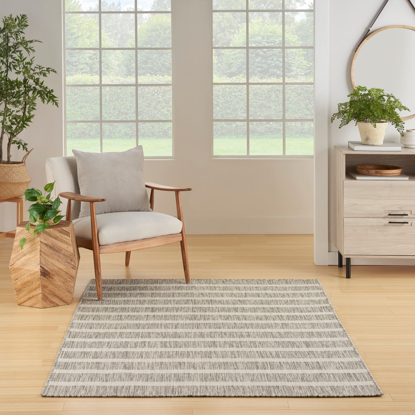 Nourison Positano 7' x 10' Grey Ivory Modern Rug