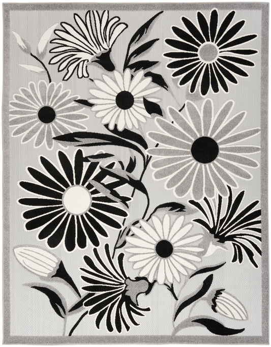 Nourison Aloha 6' x 9' Black White Contemporary Rug