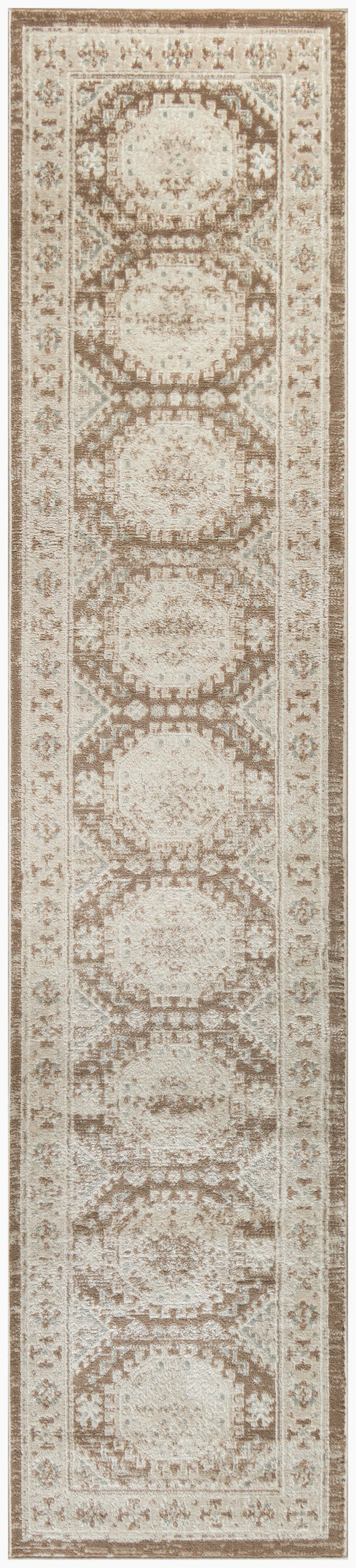 Nourison Serenity Home 2'2" x 7'6" Ivory Mocha Vintage Indoor Rug