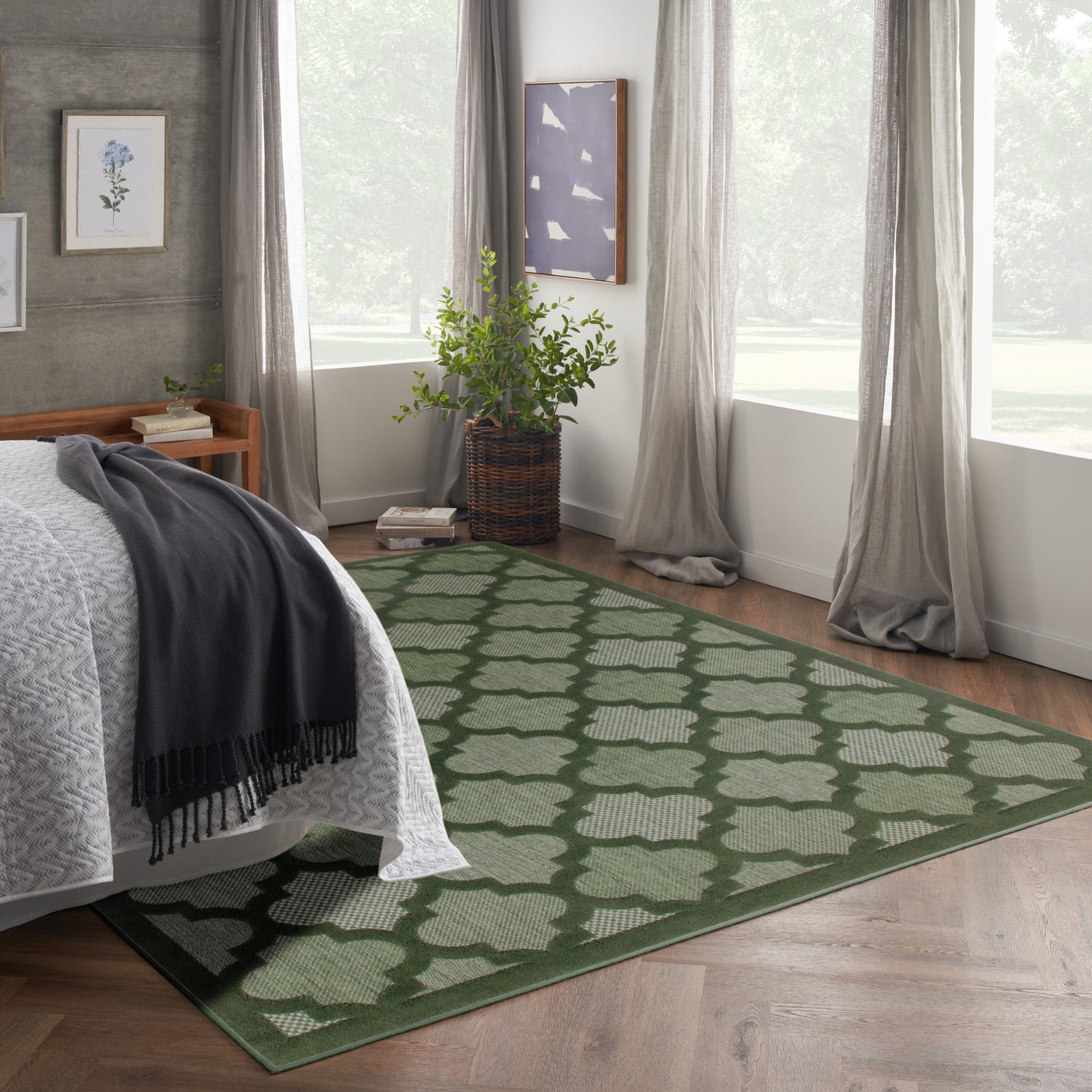 Nourison Easy Care 9' x 12' Green Modern Rug