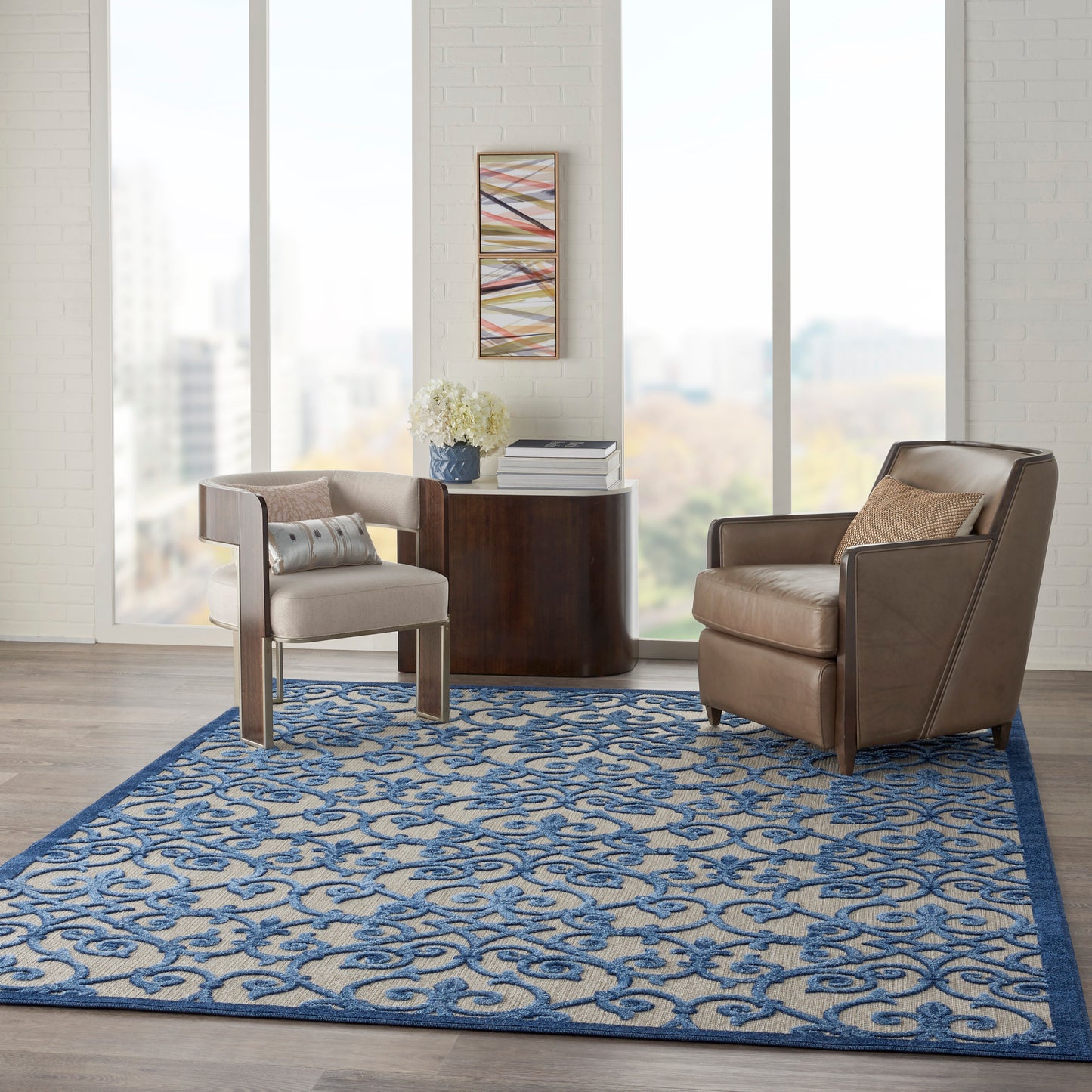 Nourison Aloha 7'10" x 10'6" Grey Blue Contemporary Rug