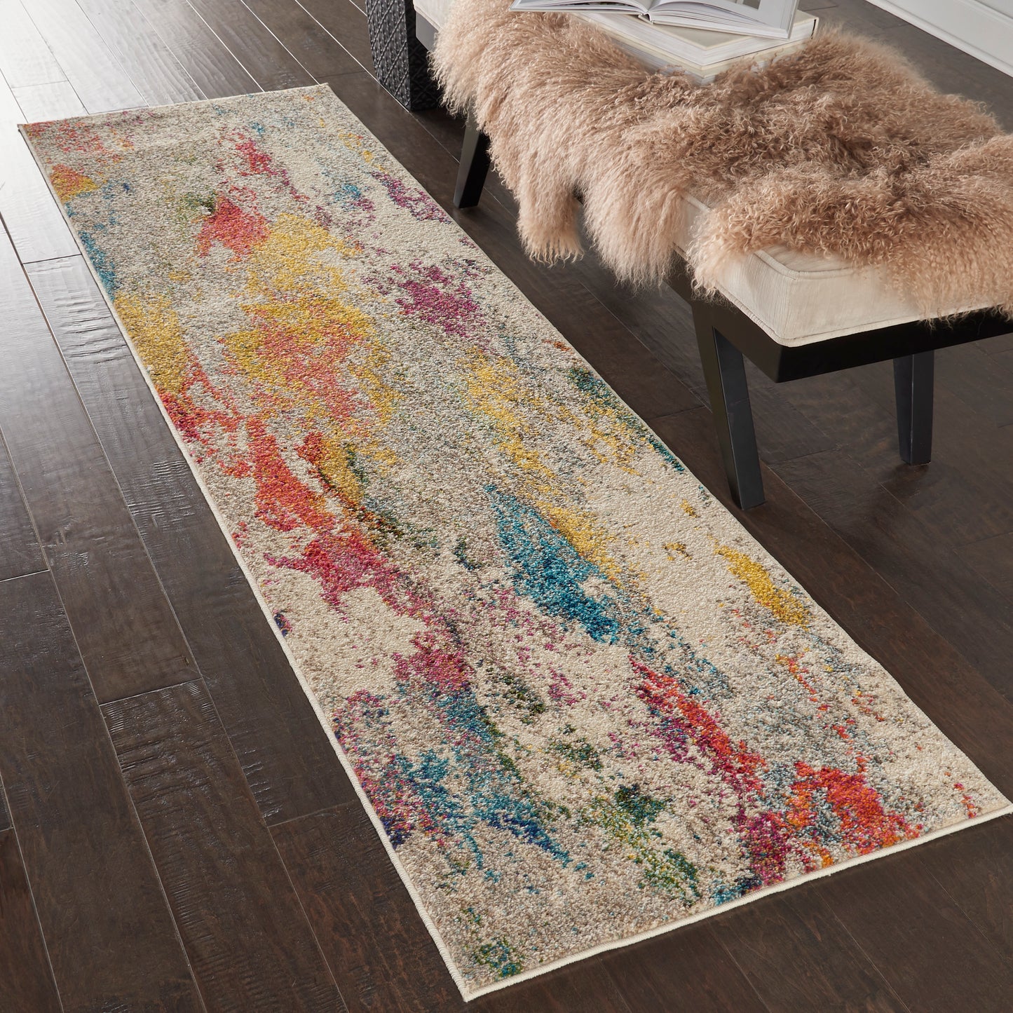 Nourison Celestial 2' x 6' Ivory/Multicolor Modern & Contemporary Indoor Rug