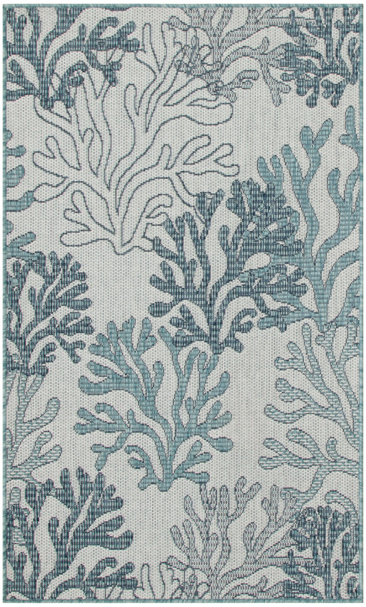 Nourison Garden Oasis 3' x 5' Blue Coastal, Nautical & Beach Rug