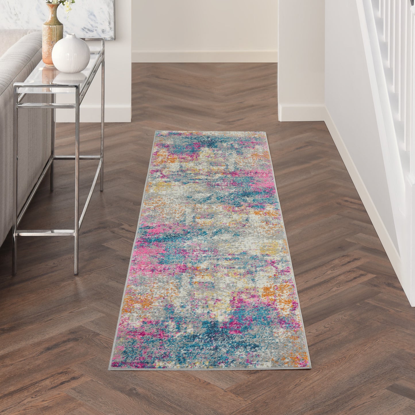 Nourison Passion 2'2" x 12' Ivory Multicolor Modern Indoor Rug