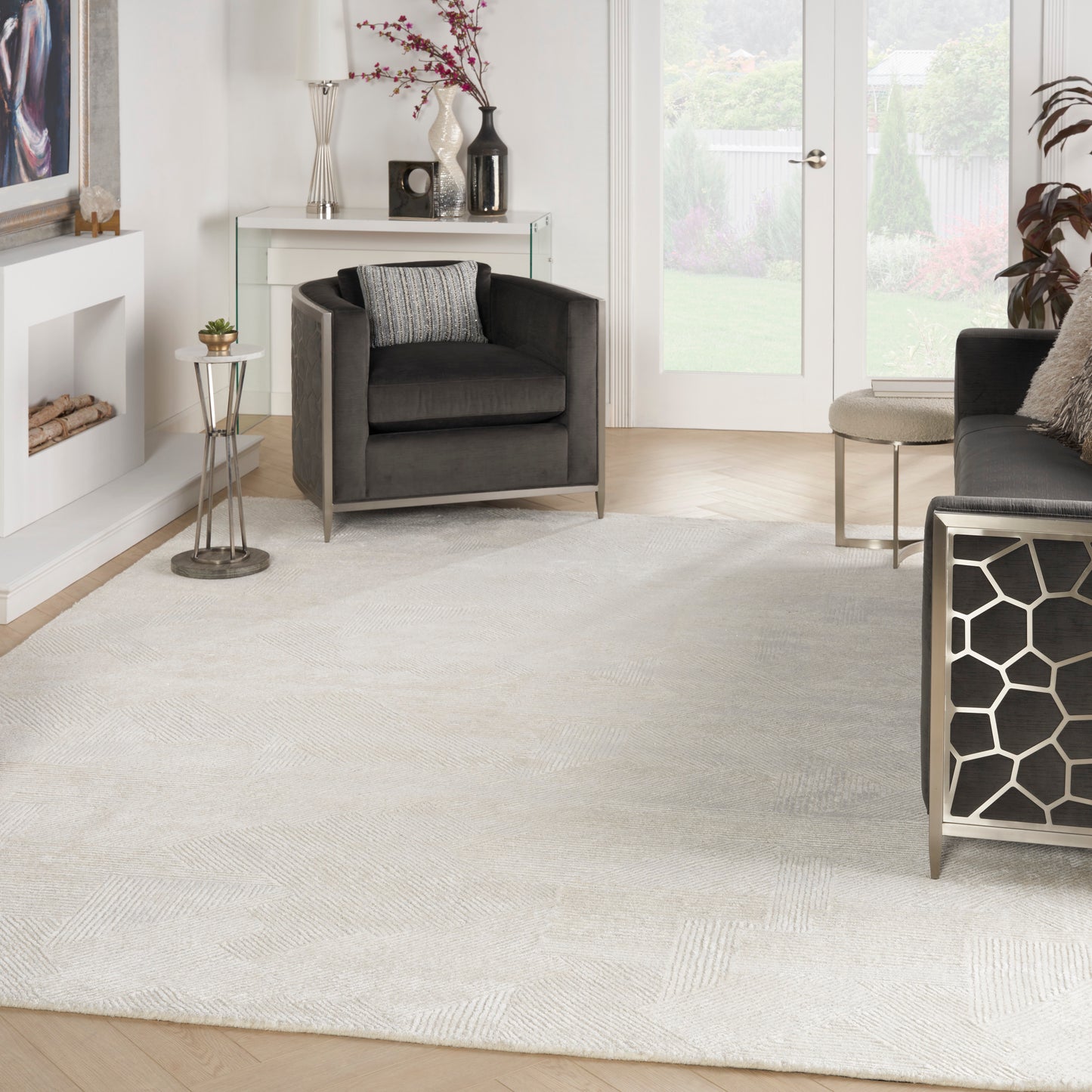 Michael Amini Ma30 Star 9'9" x 13'9" Ivory Modern Indoor Rug