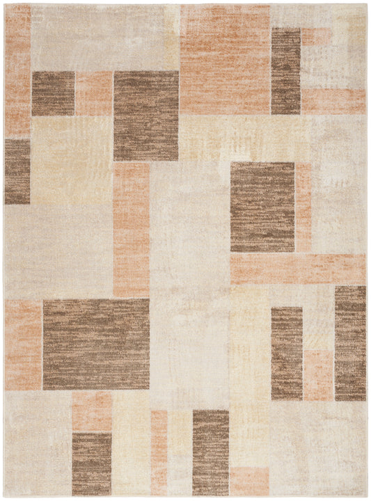 Nourison Astra Machine Washable 5'3" x 7' Beige Multicolor Modern Indoor Rug