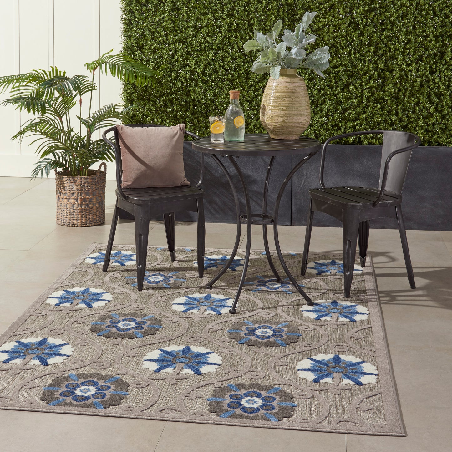 Nourison Aloha 3'6" x 5'6" Grey Blue Contemporary Rug