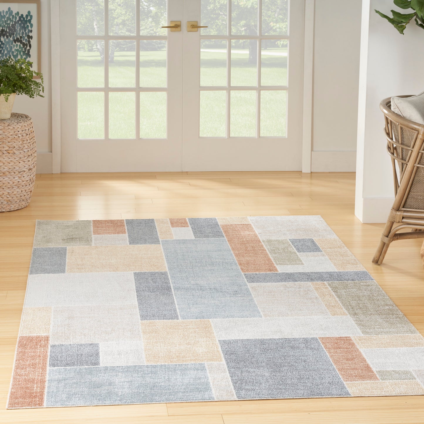 Nourison Astra Machine Washable 5'3" x 7' Multicolor Contemporary Indoor Rug