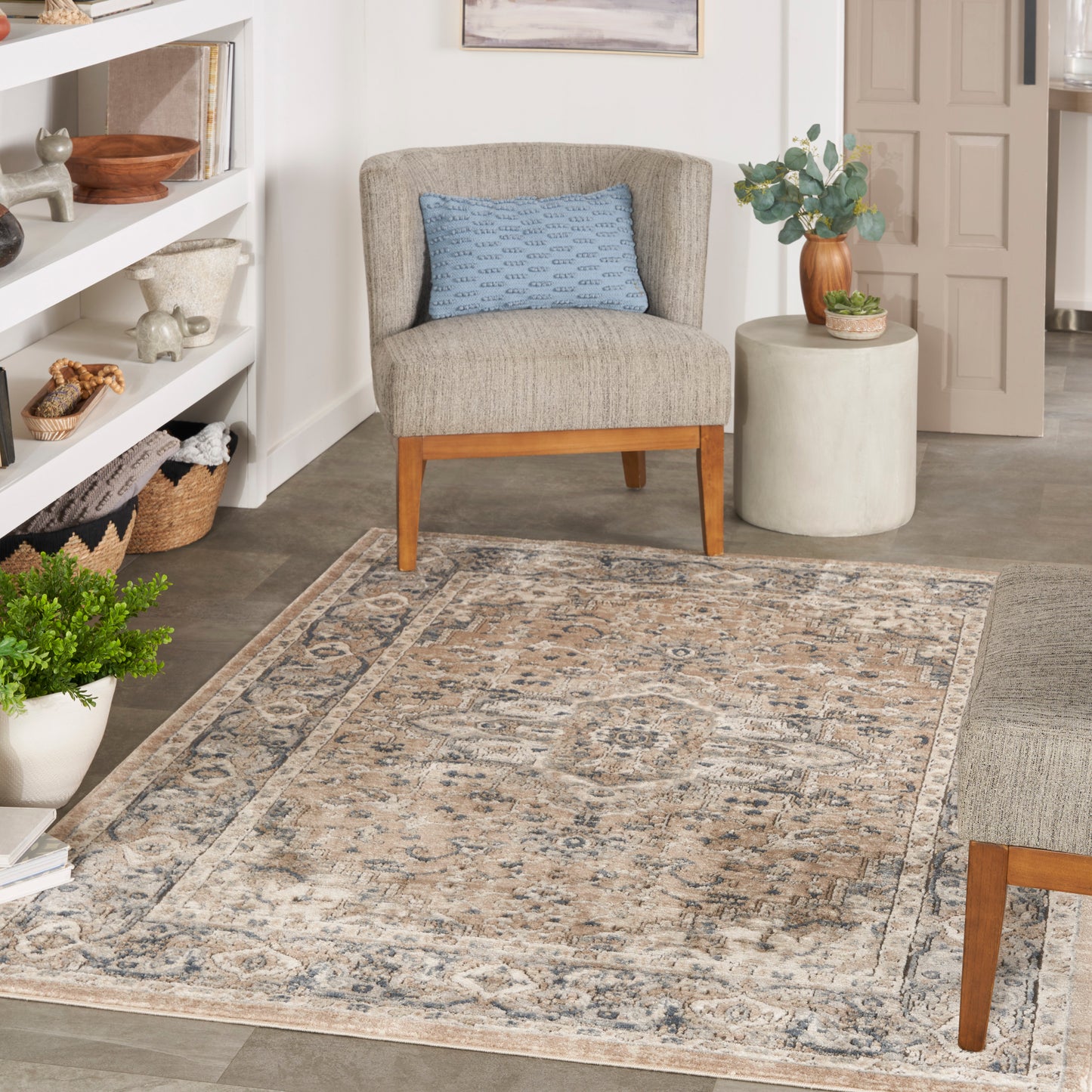 Nourison Quarry 3'9" x 5'9" Beige Grey Farmhouse Indoor Rug