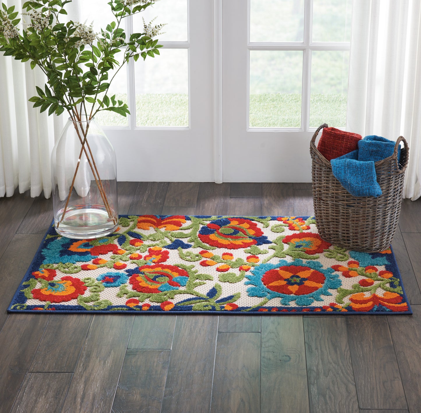 Nourison Aloha 2'8" x 4' Multicolor Farmhouse Rug