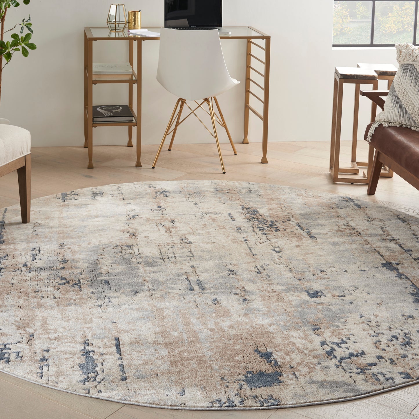 Nourison Quarry 10' x Round Beige Grey Modern Indoor Rug