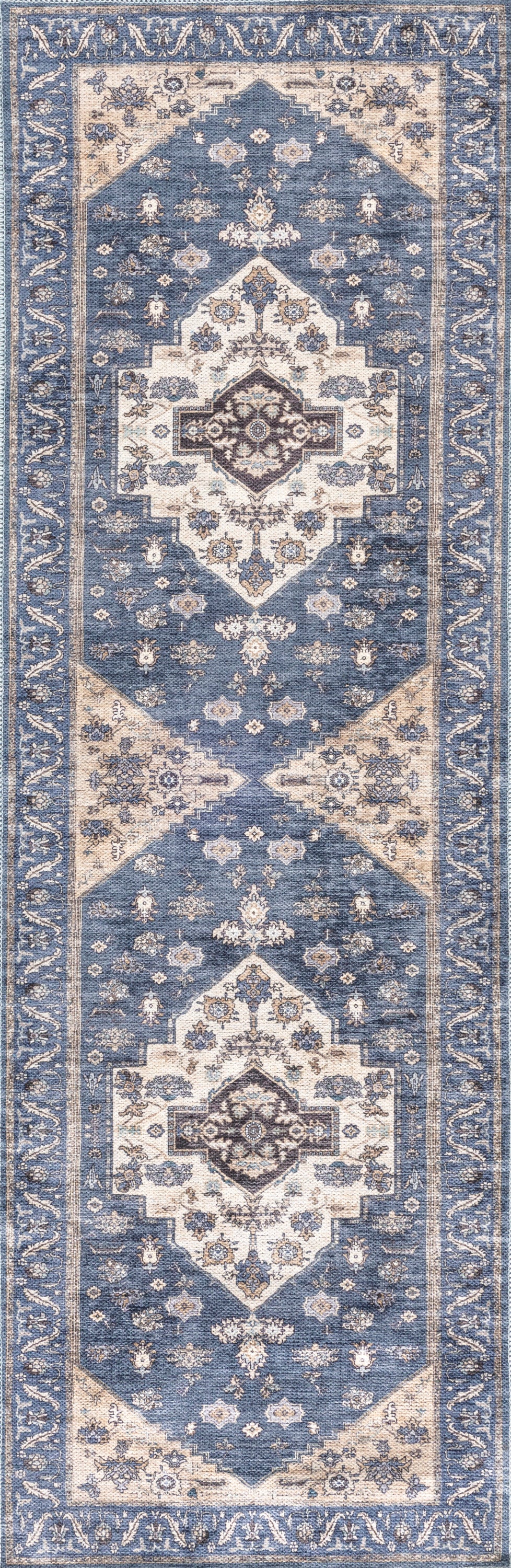 Nourison Grand Washables 2' x 6' Denim Vintage Indoor Rug