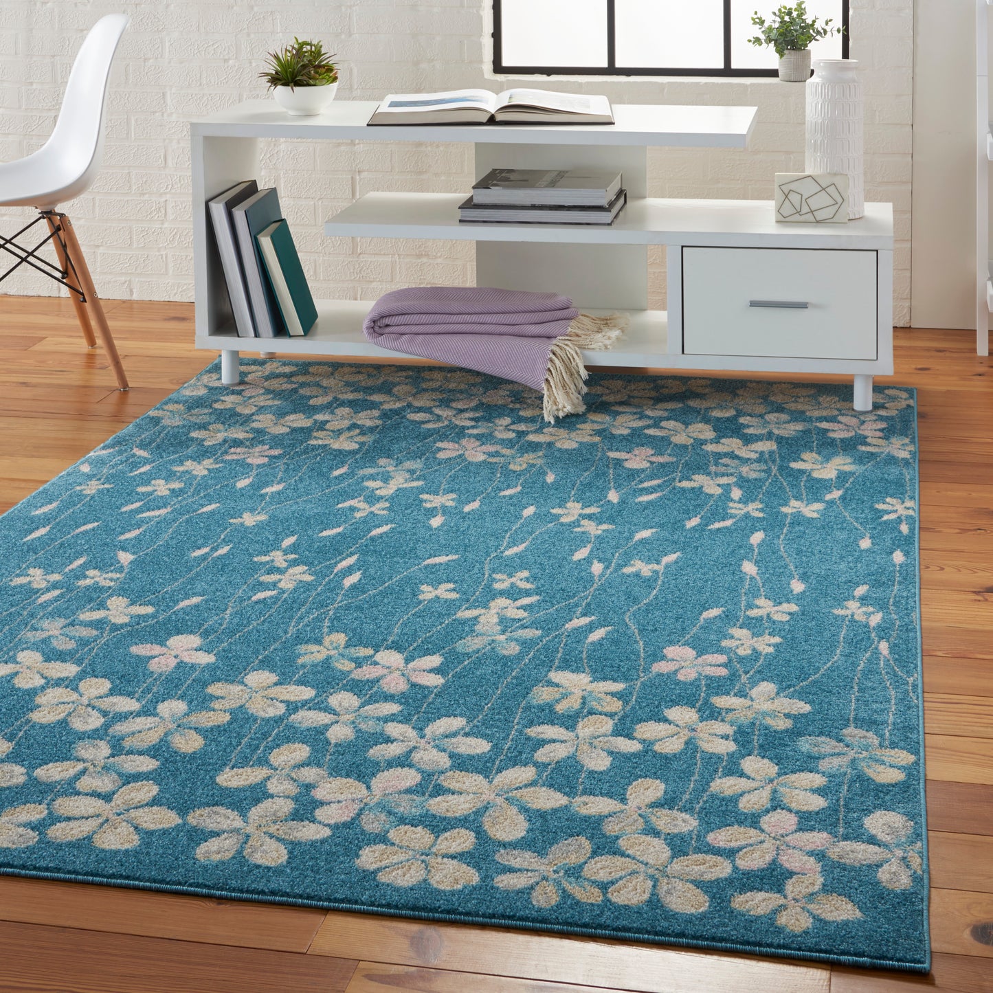 Nourison Tranquil 4' x 6' Turquoise Contemporary Indoor Rug