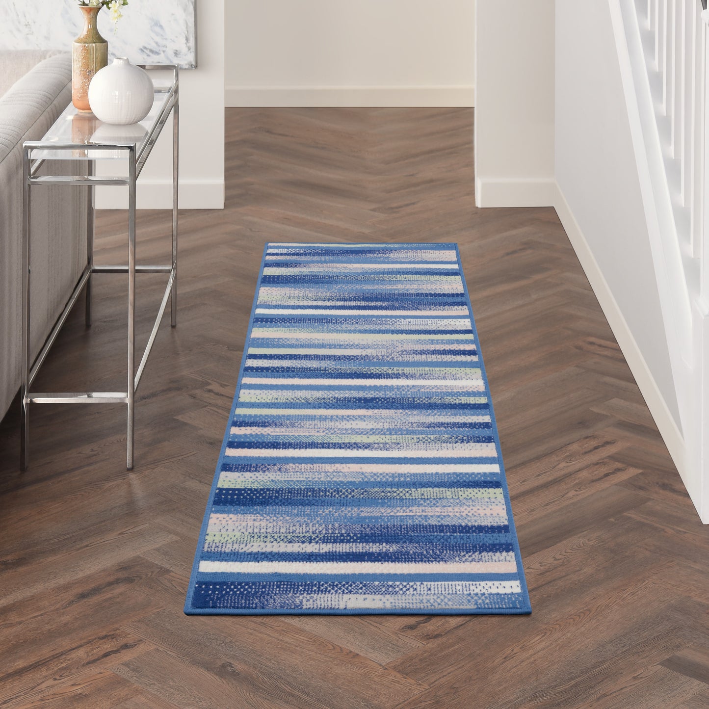 Nourison Whimsicle 2' x 6' Blue Multicolor Modern Indoor Rug