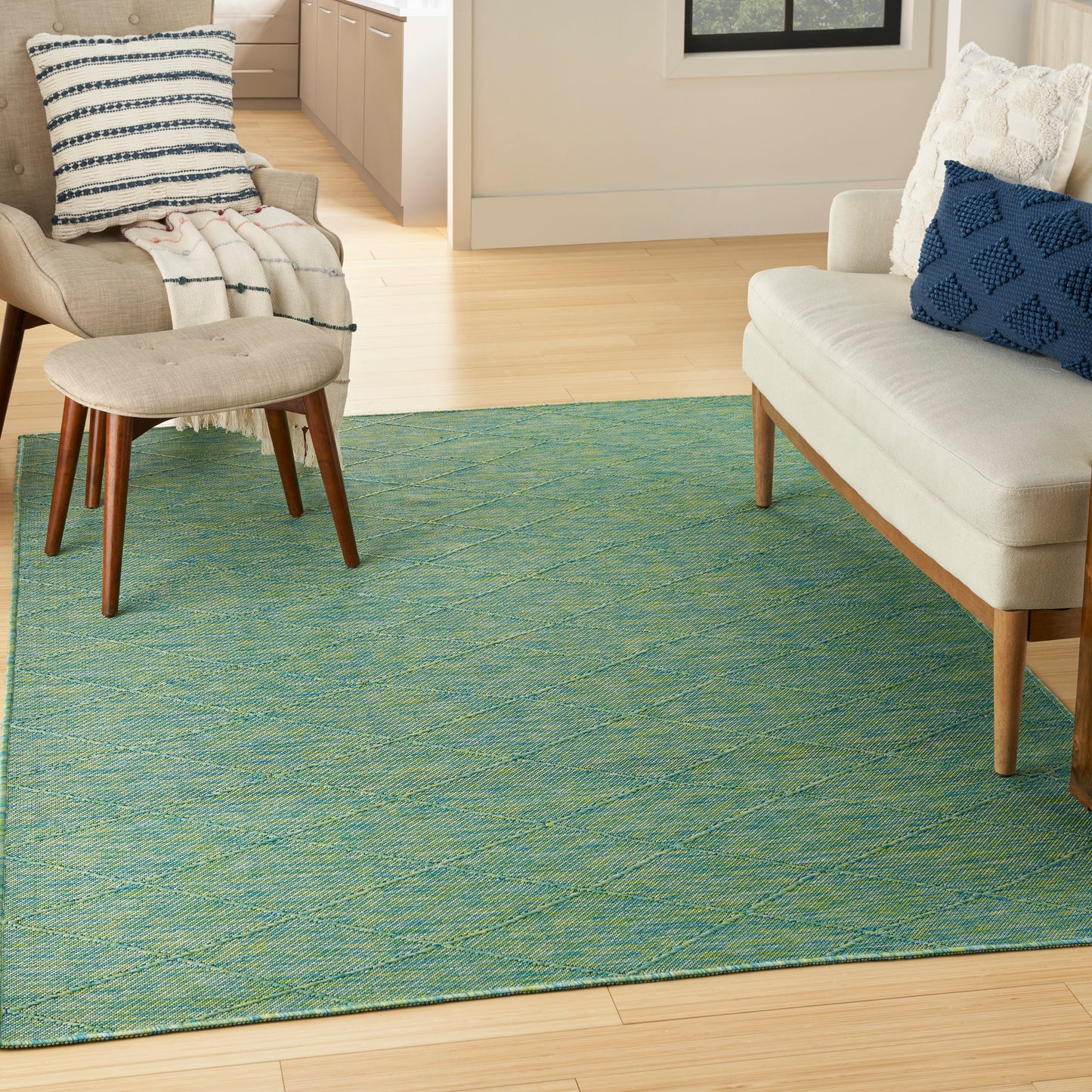 Nourison Washable Solutions 5' x 7' Blue/Green Modern Rug