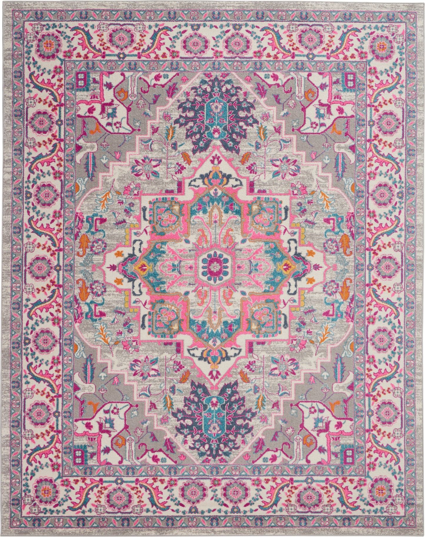 Nourison Passion 8' x 10' Light Grey/Pink Bohemian Indoor Rug