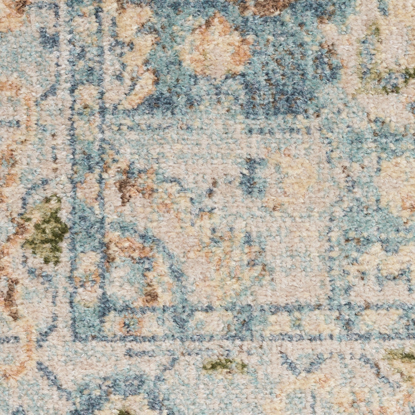 Nourison Astra Machine Washable 2'2" x 10' Beige Blue Vintage Indoor Rug