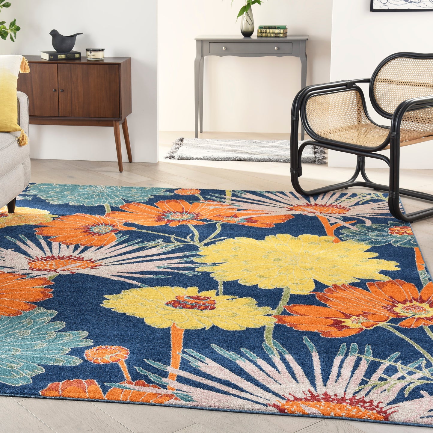 Nourison Allur 7'10" x 9'10" Navy Multicolor Contemporary Indoor Rug