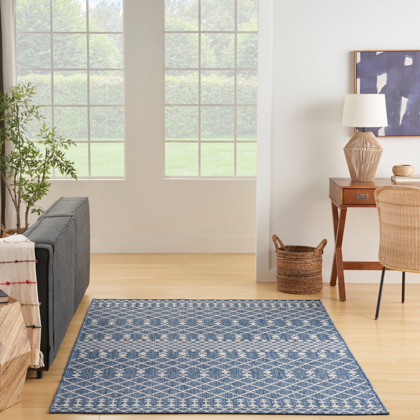 Nourison Positano 4' x 6' Navy Blue Modern Rug