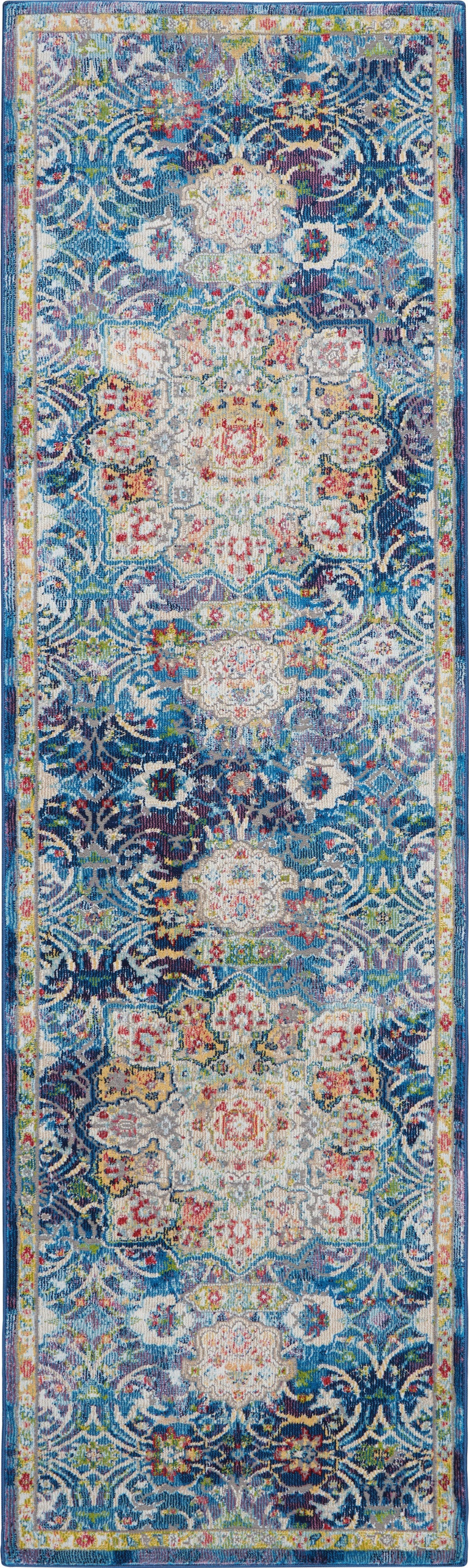 Nourison Ankara Global 2'4" x 8' Blue Vintage Indoor Rug