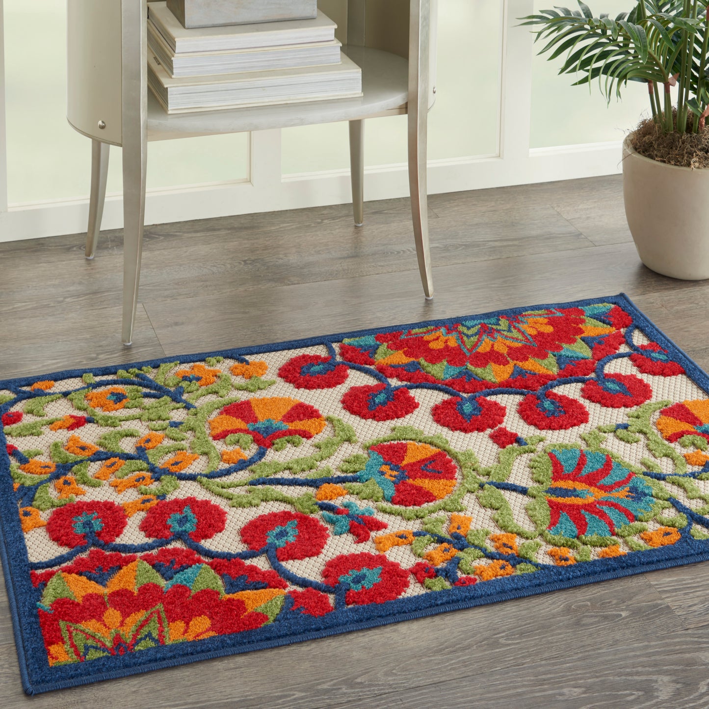 Nourison Aloha 2'8" x 4' Red Multicolor Transitional Rug