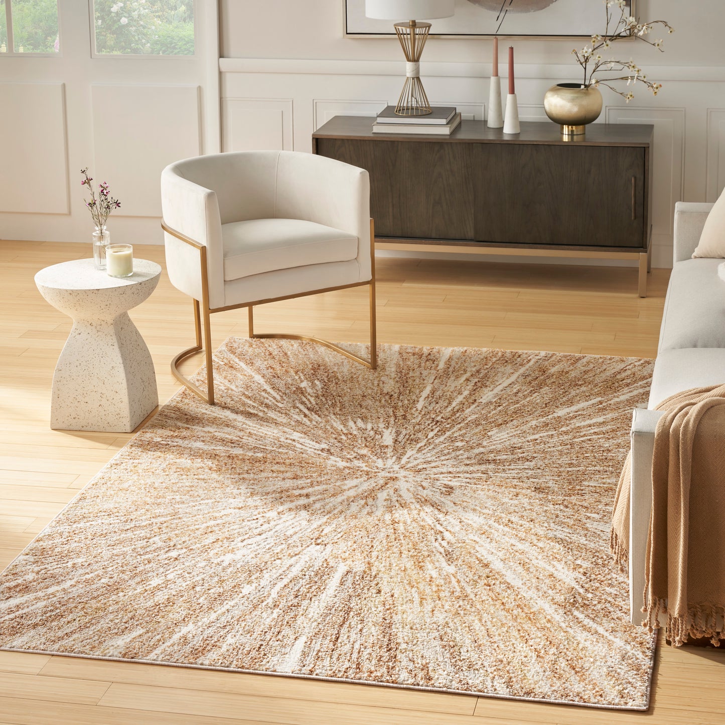 Nourison Ambiance 7'10" x 9'10" Ivory Gold Modern Indoor Rug