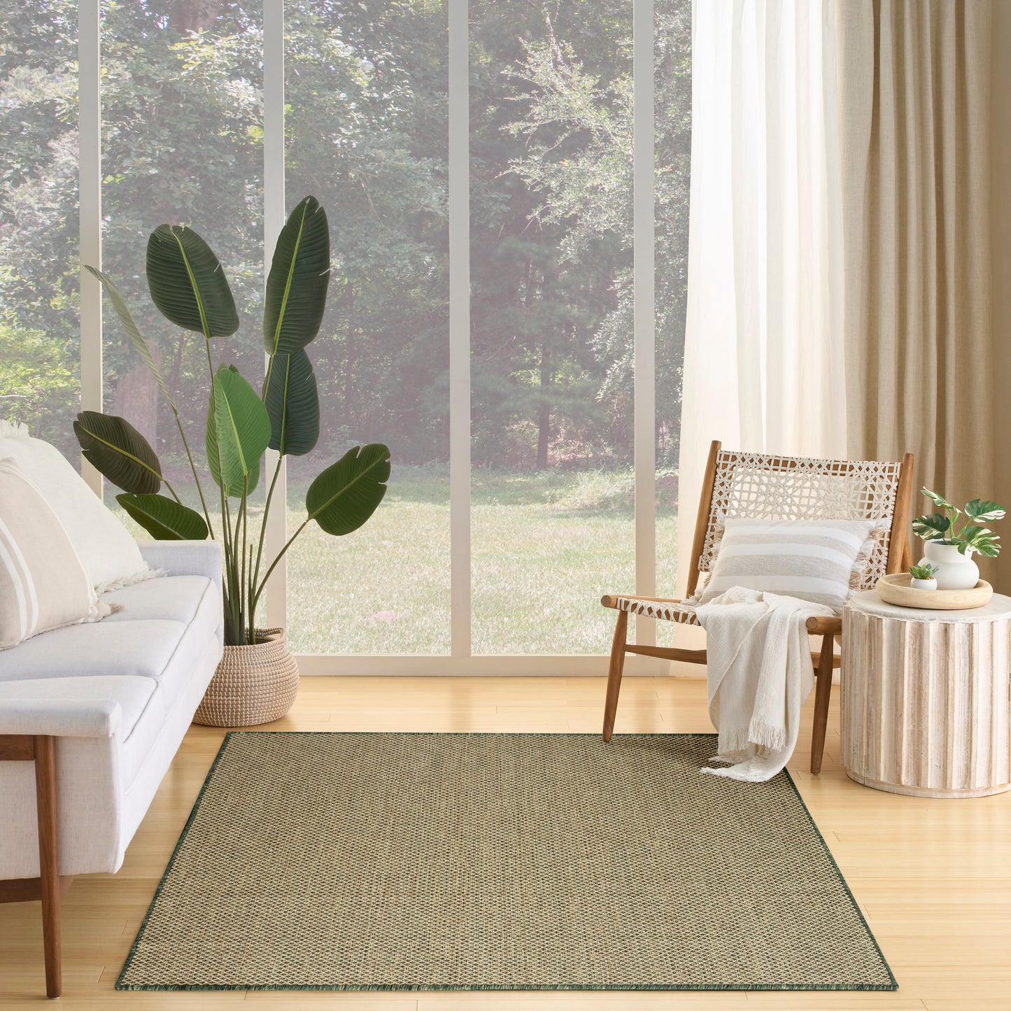 Nourison Courtyard 6' x 9' Green Modern Rug