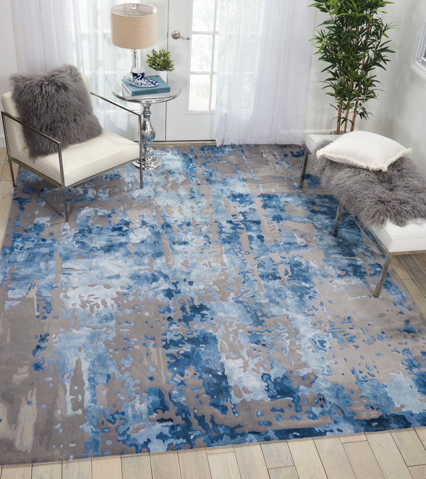 Nourison Prismatic 7'9" x 9'9" Blue/Grey Modern Indoor Rug