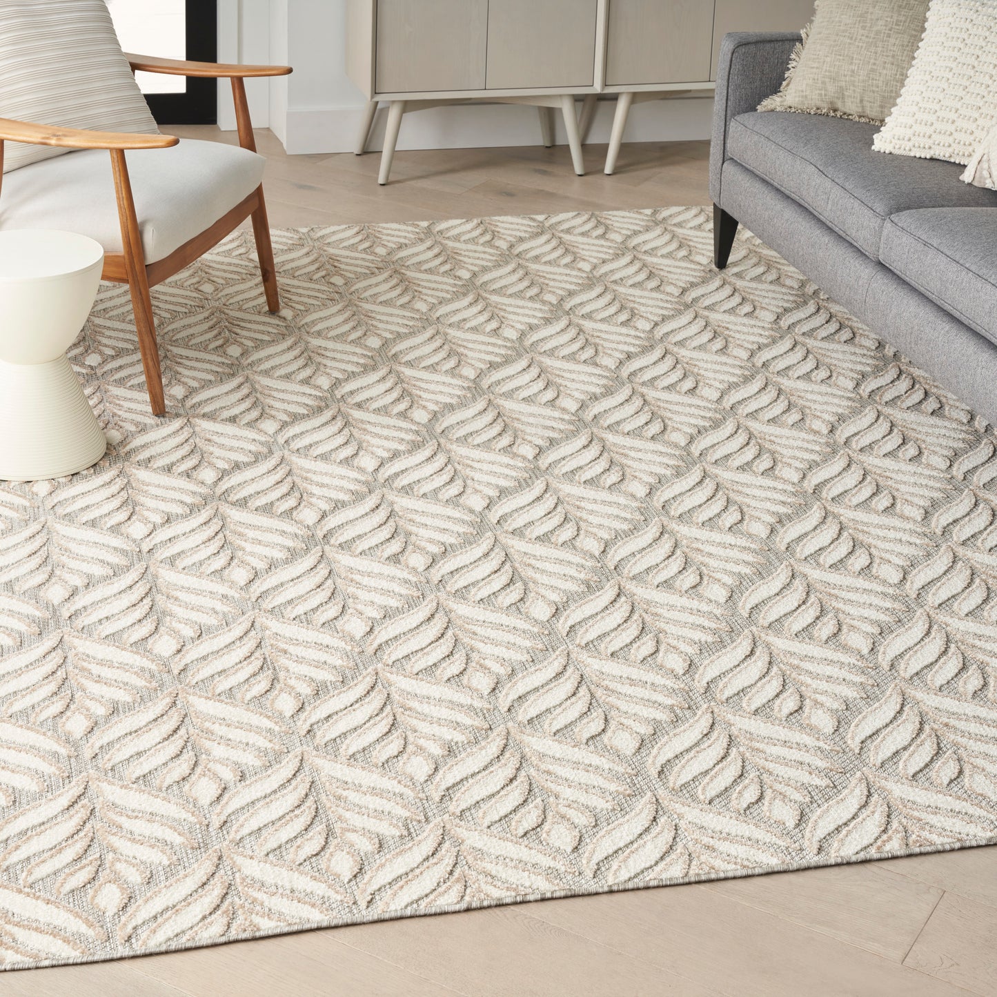 Nourison Aloha 9' x 12' Ivory Grey Tropical Rug