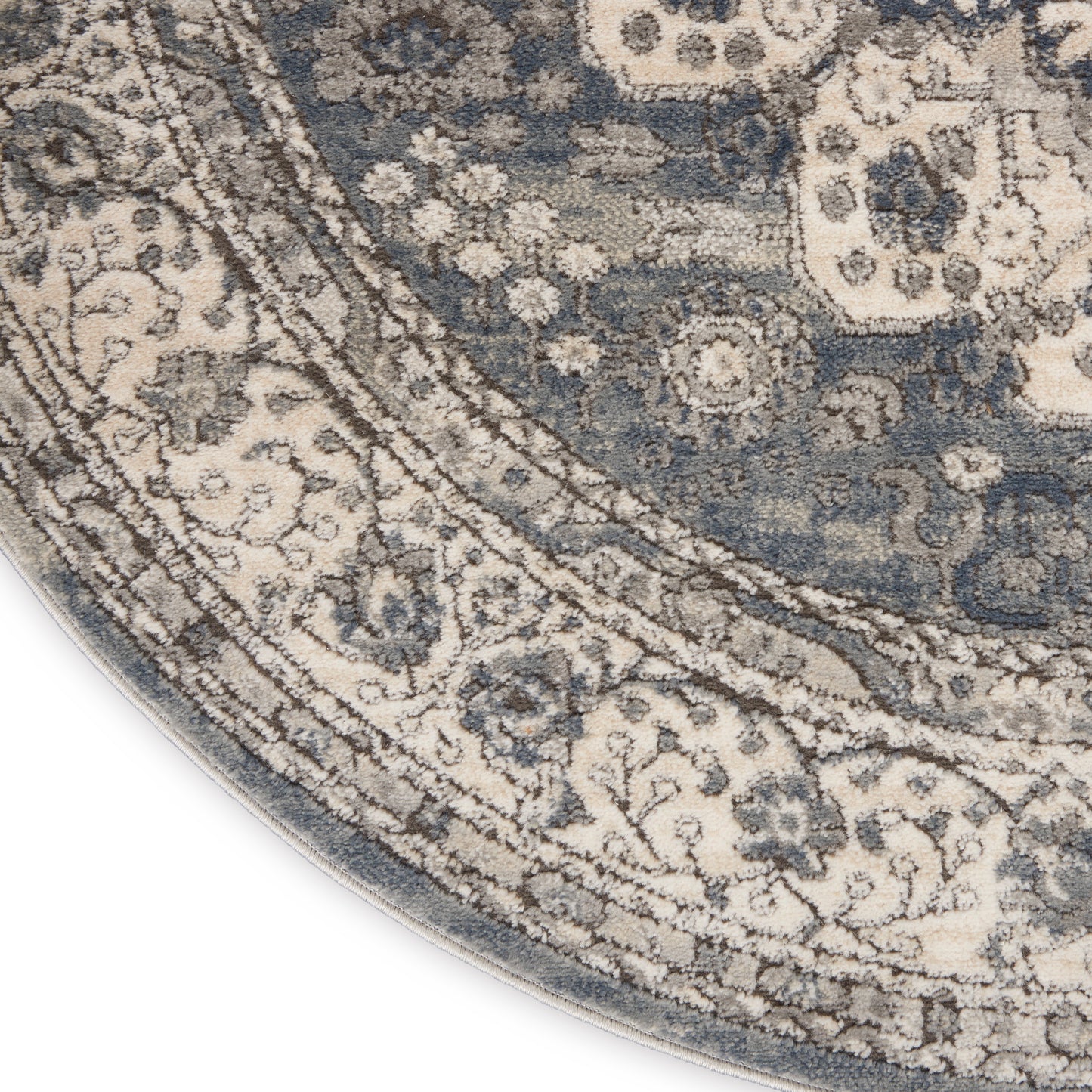 Nourison Quarry 4' x Round Grey/Ivory Vintage Indoor Rug