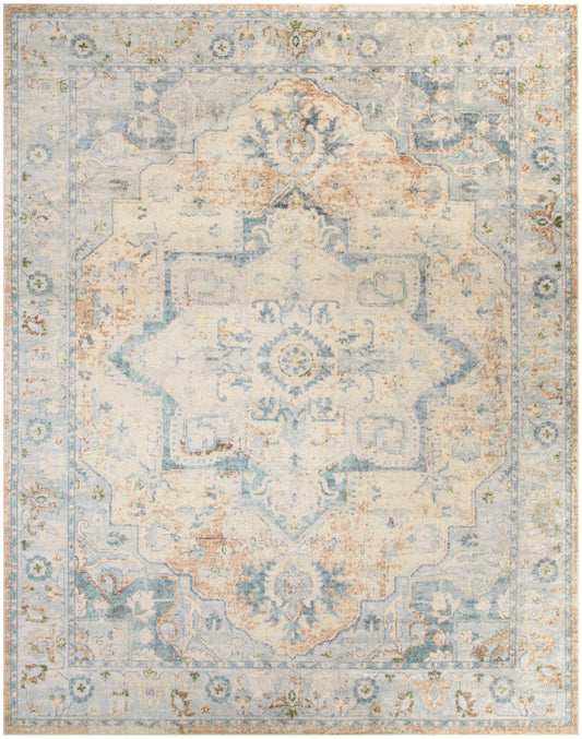 Nourison Astra Machine Washable 7'10" x 10' Beige Blue Vintage Indoor Rug