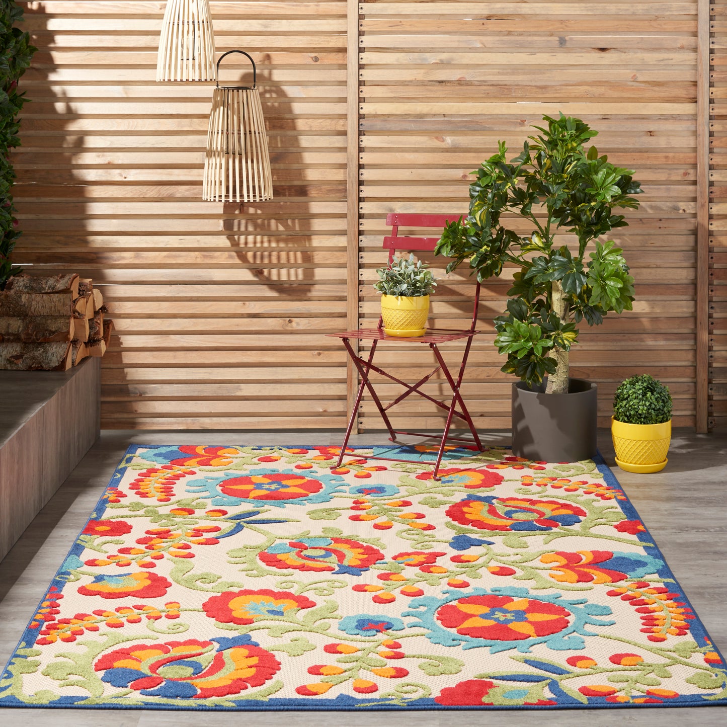 Nourison Aloha 3'6" x 5'6" Multicolor Farmhouse Rug