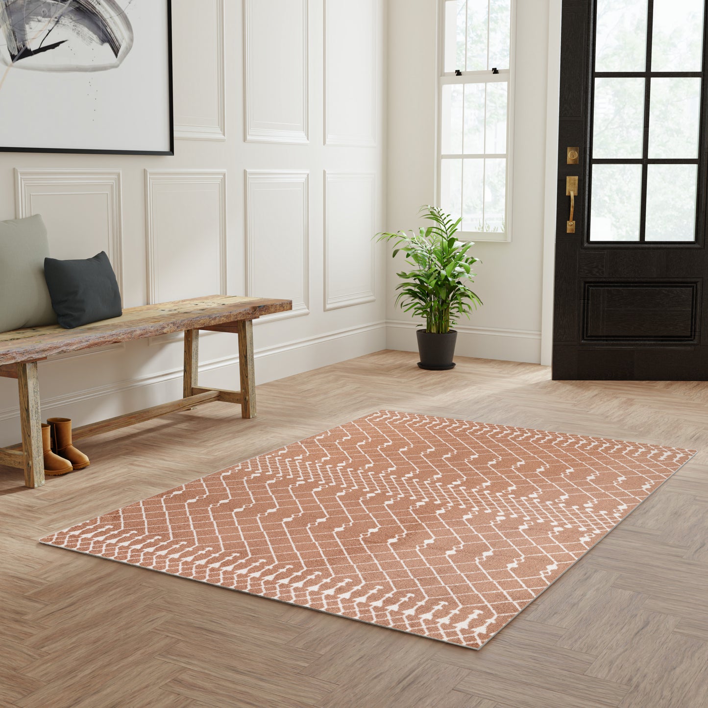 Nourison Astra Machine Washable 4' x 6' Copper Bohemian Indoor Rug