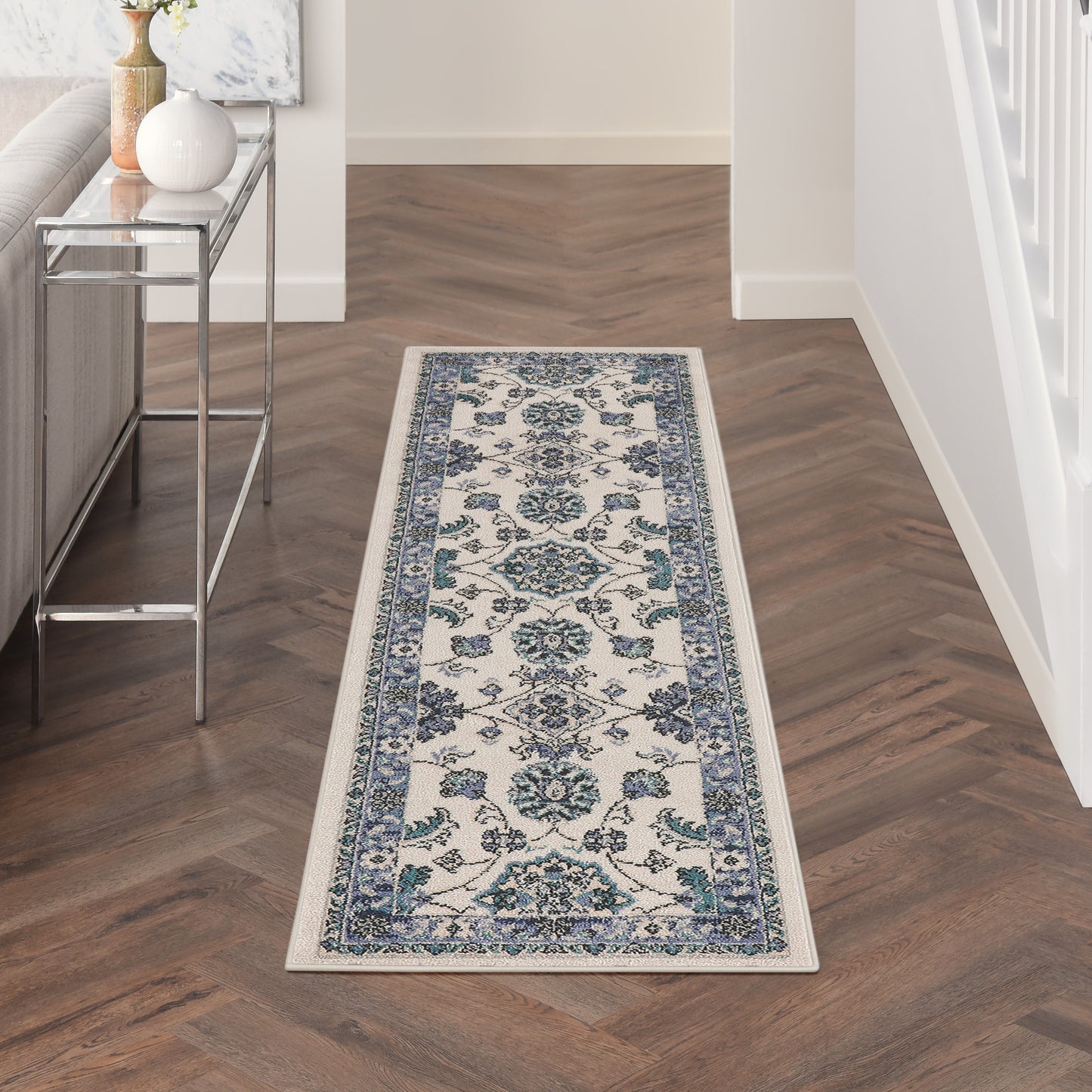 Nourison Nourison Essentials 2' x 6' Ivory Blue Vintage Rug