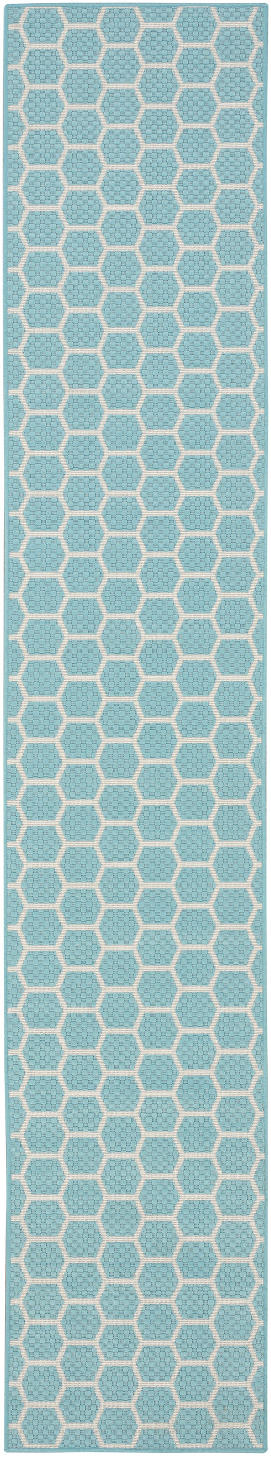 Nourison Twist Reversible 2'2" x 10' Aqua Modern Rug