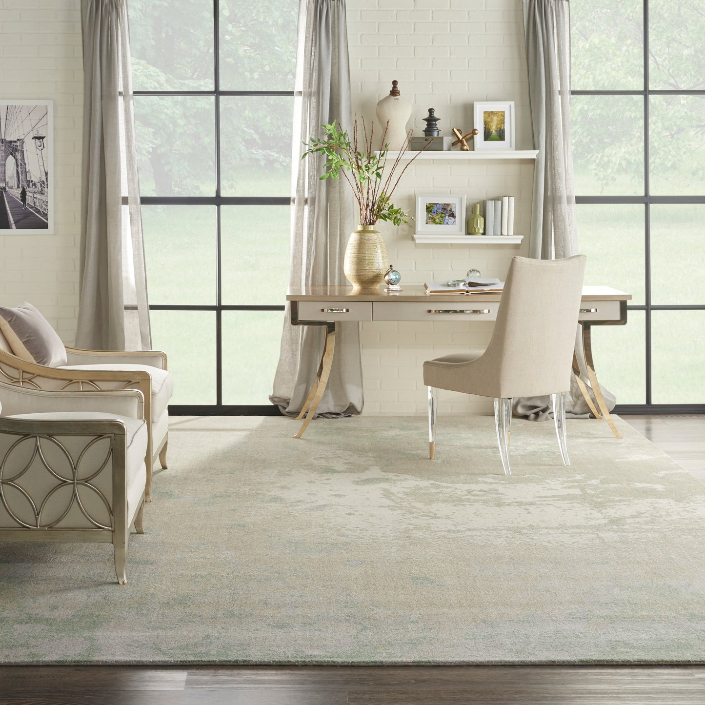 Nourison Twilight 12' x 15' Ivory Green Modern Indoor Rug