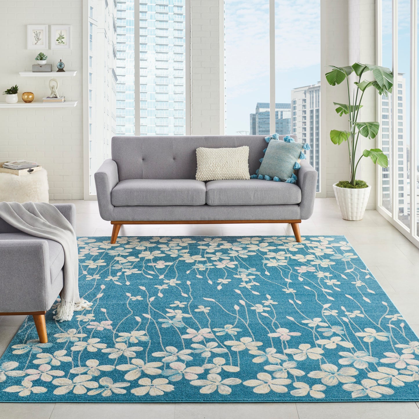 Nourison Tranquil 8' x 10' Turquoise Contemporary Indoor Rug