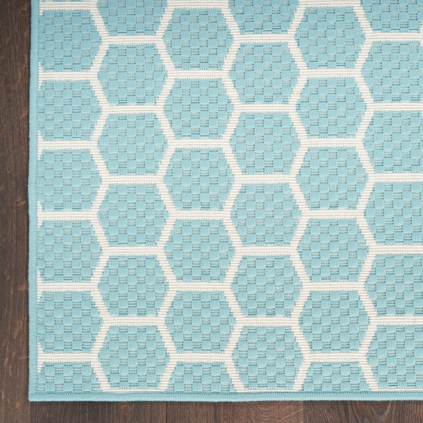 Nourison Twist Reversible 2'2" x 8' Aqua Modern Rug