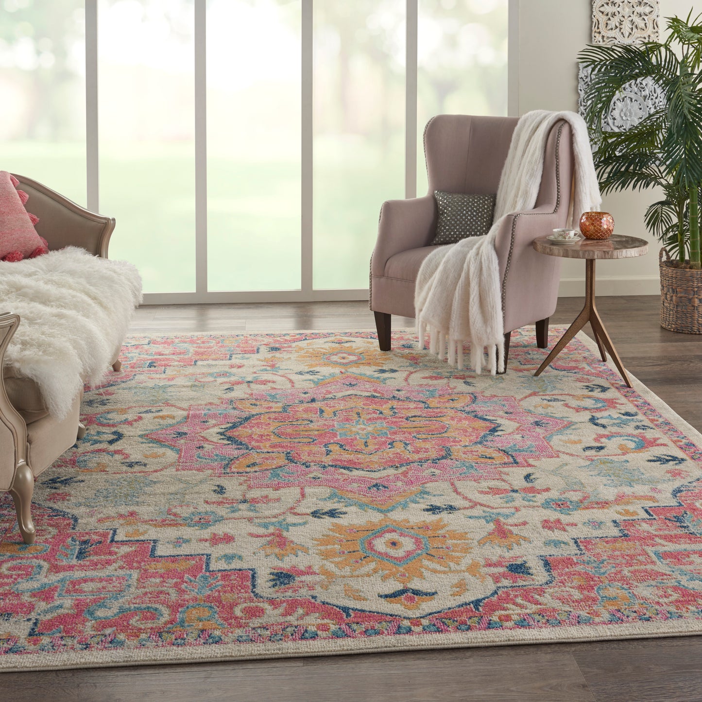 Nourison Passion 6' x 9' Ivory Pink Bohemian Indoor Rug