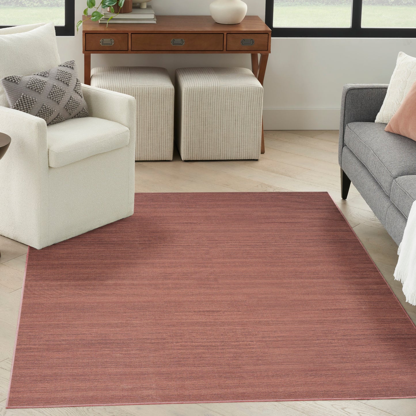 Nourison Washable Essentials 5'3" x 7'3" Mocha Modern Indoor Rug